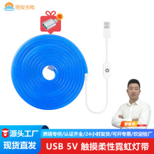 批发usb硅胶霓虹灯带 5V柔性触摸开关低压超亮露营防水镜子补光灯