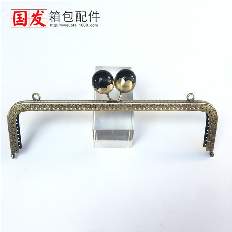 Sin stock: 25cm cuadrado relieve loto cabeza de perla oro bronce gran cabeza de perla 0560 - GT