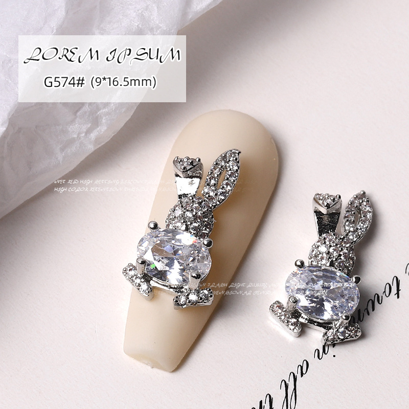 Nueva celebridad de internet luz de lujo circón amor super flash perla mariposa colgante cadena de uñas estrella de plata diamante conejo pequeño diamante image 20