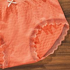 日系蕾絲邊少女內褲女士無縫純色蝴蝶結石墨烯襠泡泡高彈三角底褲