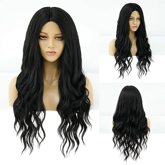 Perruque synthétique neuve avec ondulation d'eau fendue et grande vague bouclée perruque de cheveux colorée et facile à assortir_voghion.com
