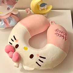 ハローキティ U 字型枕かわいい漫画ネックピロー昼寝ぬいぐるみギフト女性クリスタルベルベット