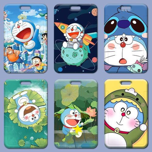 Animation Doraemon card holder wholesale student meal card school brand silicone work permit access card holder factory brand protective cover