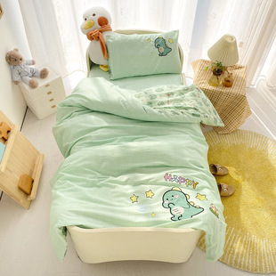 Class A Cotton Embroidered Kindergarten Quilt Three-piece Set Children's Nap Cotton Bedding Baby's Garden Six-piece Set Spring and Autumn a