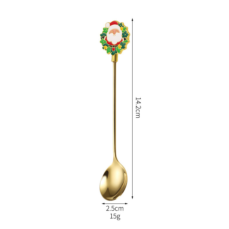 クロスボーダー新しいクリエイティブクリスマススプーン 304 ステンレス鋼クリスマス食器漫画クリスマスギフトボックスセットスプーンとフォーク|undefined