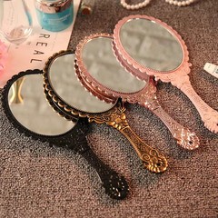 高清のレトロな花柄の取っ手の化粧鏡の美容院の紋様は化粧鏡を刺繍します。