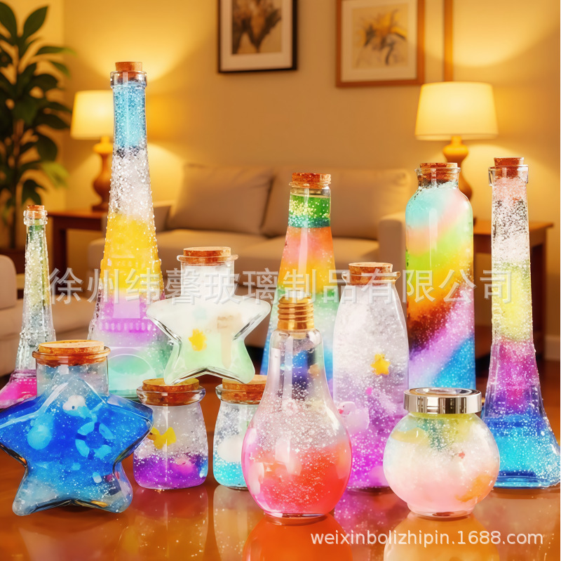 Free Shipping Creative DIY Transparent Wishing Bottle Glass Bottle Drift Bottle Rainbow Bottle Star Bottle Ocean Bottle Handmade Material