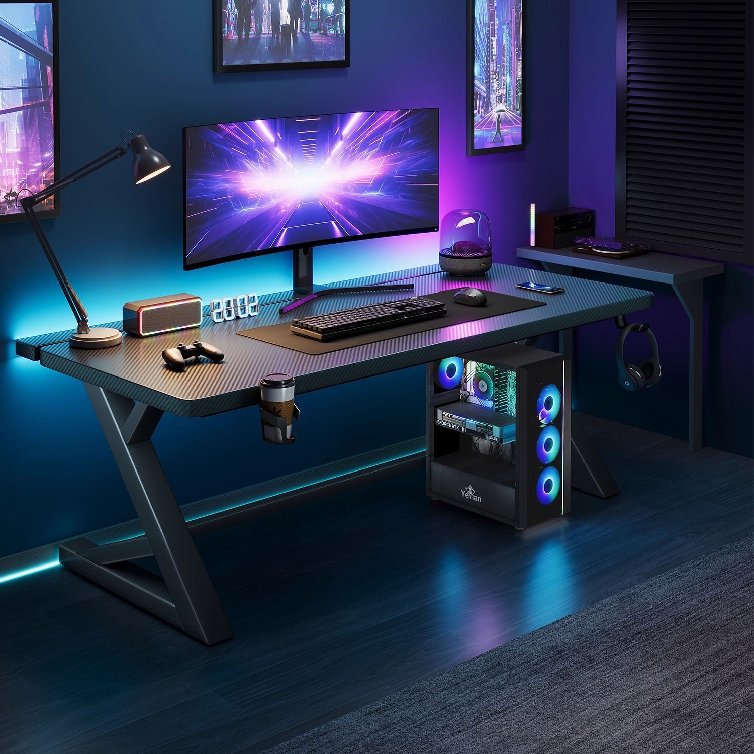 Study Desktop Computer E-Sports Table Carbon Fiber Home Bedroom Office Desk Workbench Student Home Study Table