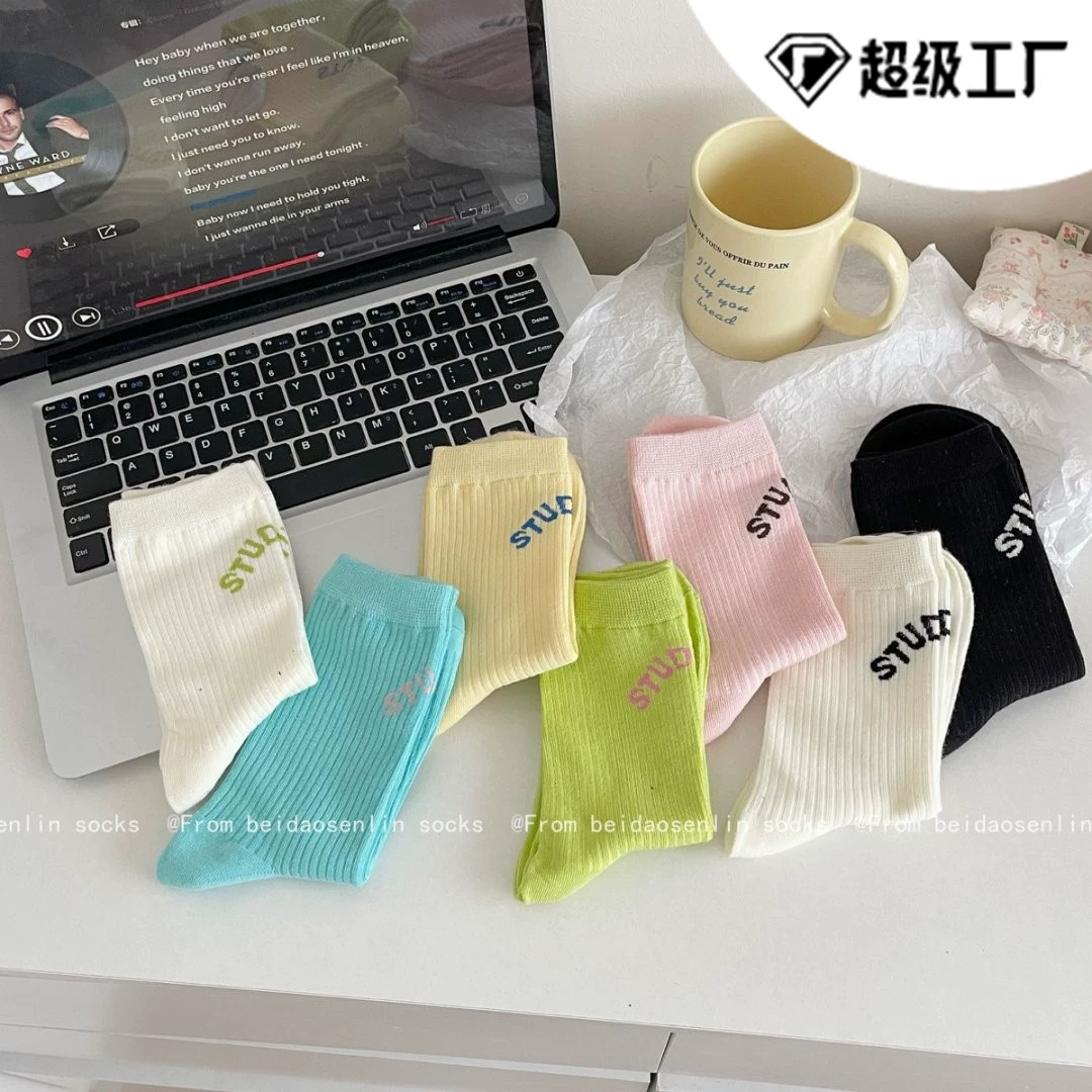 Т socks (Trend) японский стиль, пряжи комбо хлопок средней длины, универсальный размер