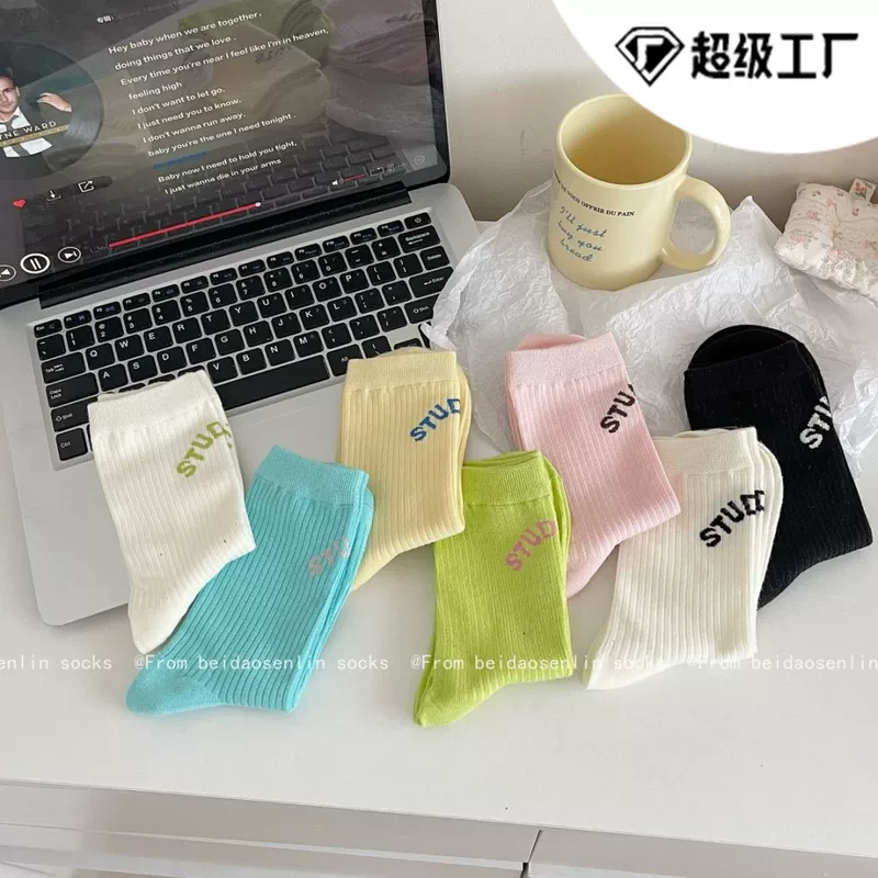 Т socks (Trend) японский стиль, пряжи комбо хлопок средней длины, универсальный размер