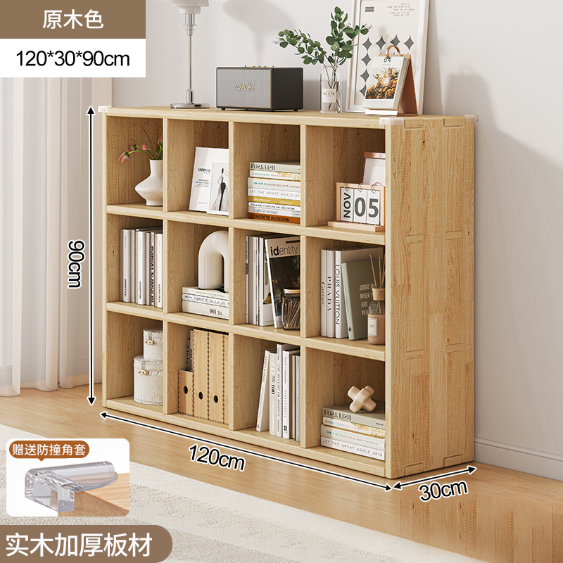 Estantería de madera maciza estante piso montado en la pared combinación celosía gabinete sala de estar de almacenamiento de pino estantería hogar corto