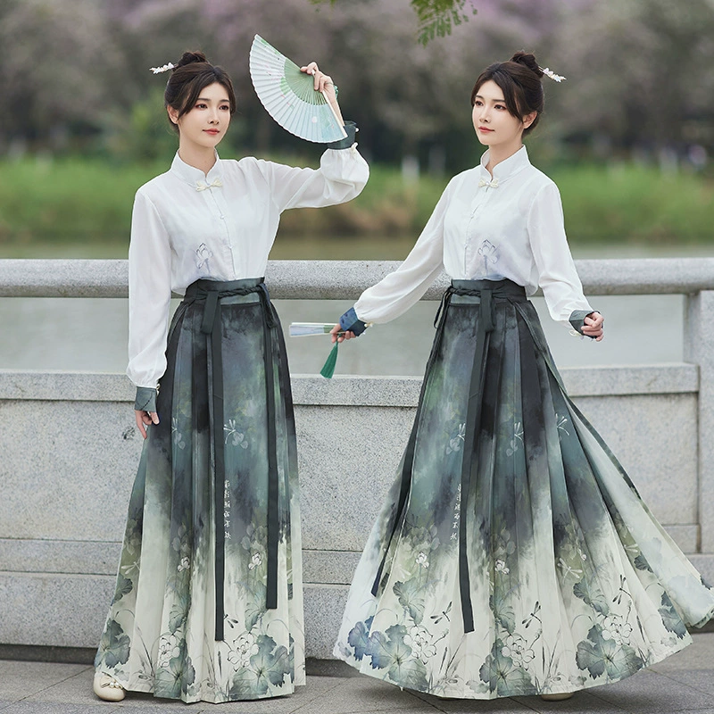 Molian оригинальный принт Hanfu женский национальный стиль новая китайская рубашка лошадь юбка весна-лето костюм повседневный