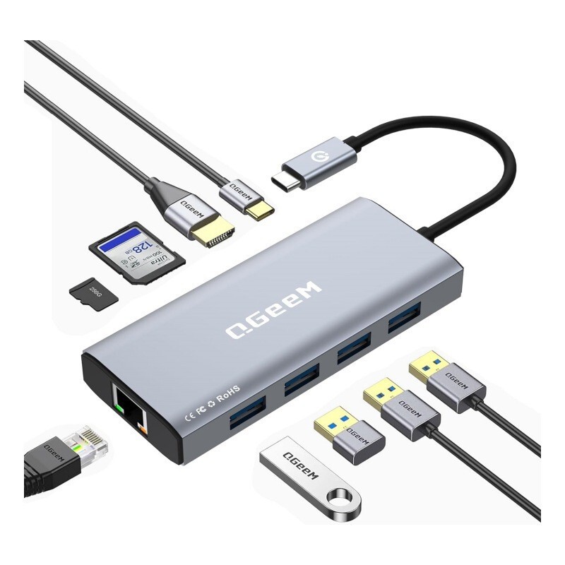 QGeeM type C Docking Station Multifunction 9 in 1 USB C Hub hub Laptop Expansion Dock QGeeM type C Docking Station Multifunction 9 in 1 USB C Hub hub Laptop Expansion Dock