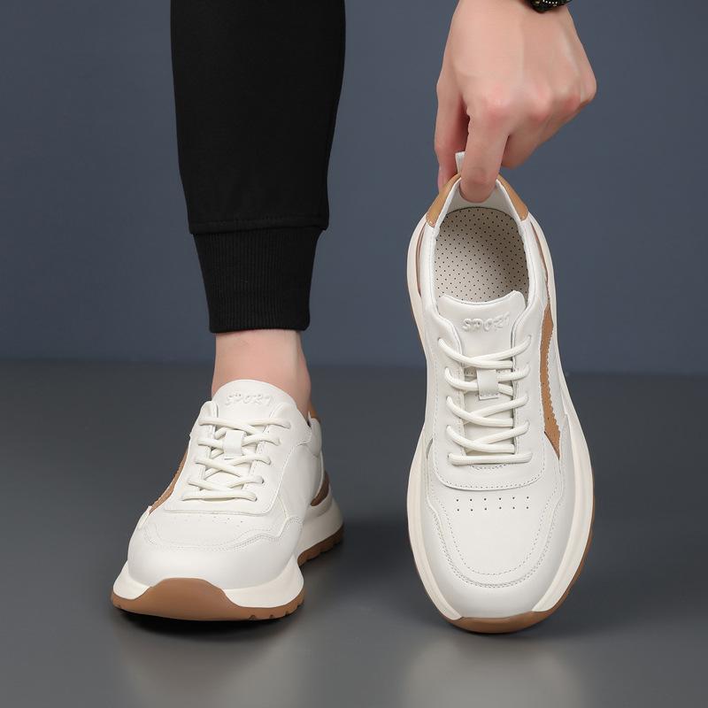 Cabeza de piel de vaca otoño y invierno nuevos zapatos de hombre Gump superligero zapatos casuales de cuero transpirables de moda zapatos deportivos de hombre