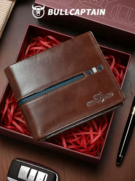 Captain Niu Leather Wallet Men's Genuine Leather First-Layer Cowhide Driver's License Photo Album Wallet Rfid Anti-Scanning Shielding Wallet