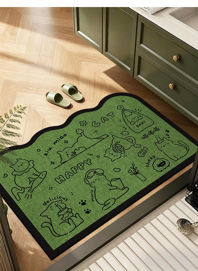 Diatom Mud Floor Mat, Bathroom Water-Absorbent Non-Slip Foot Mat, Cartoon Cute Animal Washbasin Mat, Home Entrance Carpet