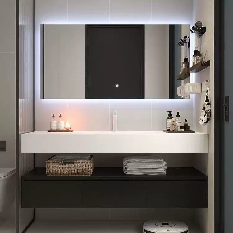 轻奢岩板热弯一体盆浴室柜组合卫生间洗手洗漱台洗手脸盆卫浴