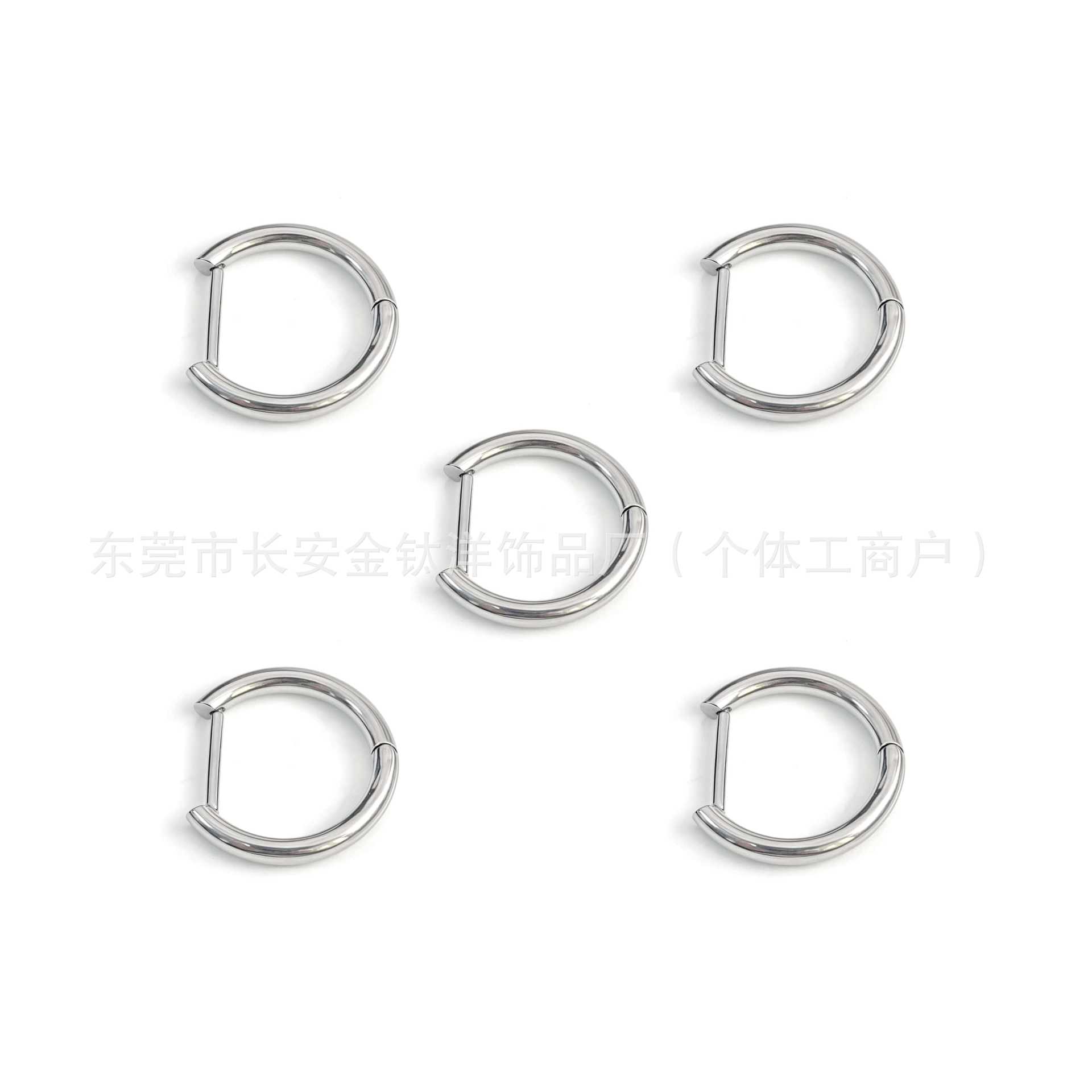 F136 Titanium Straight Needle D-Type Earrings, Ear Hoops, Nose Rings, Lip Rings, Closed Ear Bone Rings, Body Piercing Jewelry detail image 8