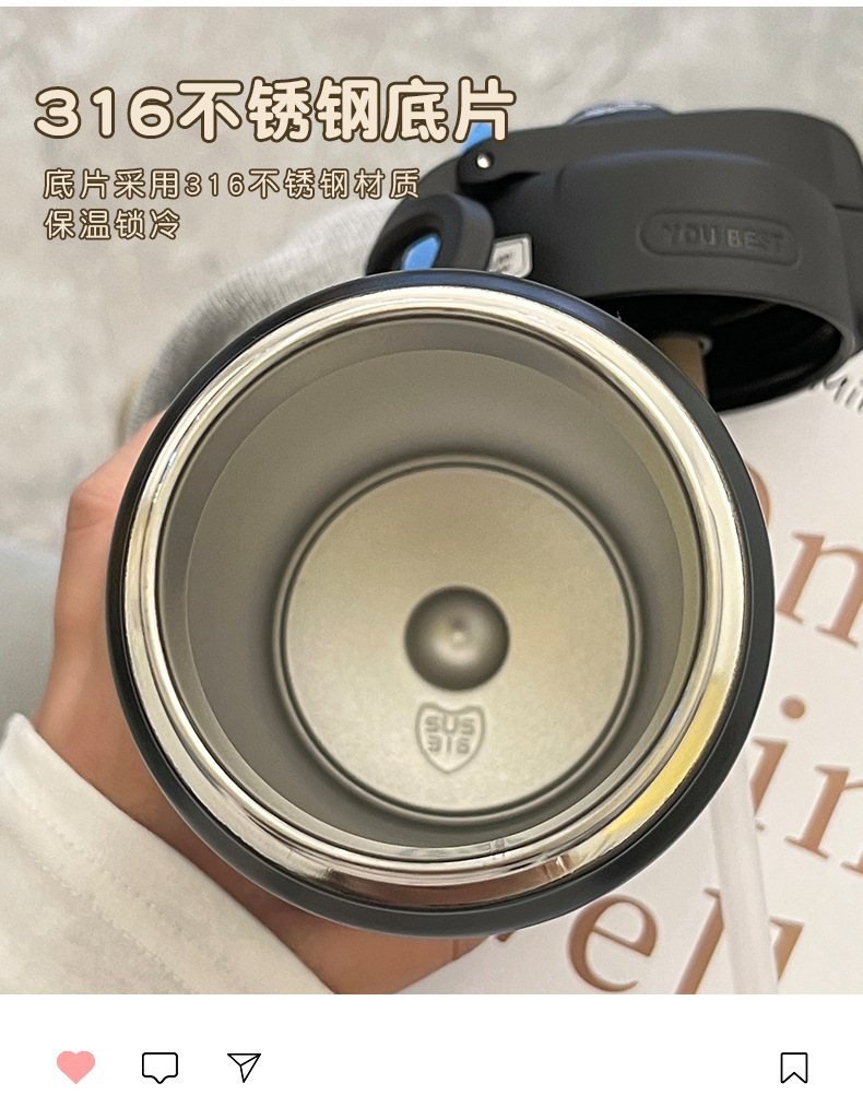 Wholesale of Yongkang fresh and simple double-drinking large-capacity insulated cups with straws, fitness and sports couple water cups and insulated kettles pic 32