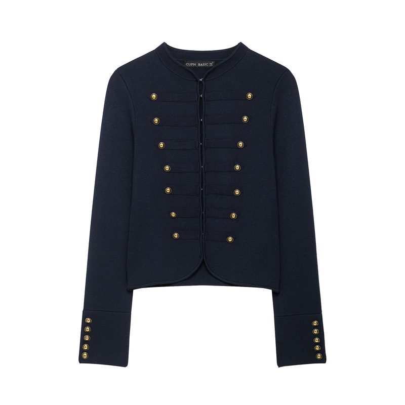 Myst&Za New Summer Product Women's Small Fragrant Style Long-Sleeved Round Neck Casual Buttoned Knitwear Jacket 5536064