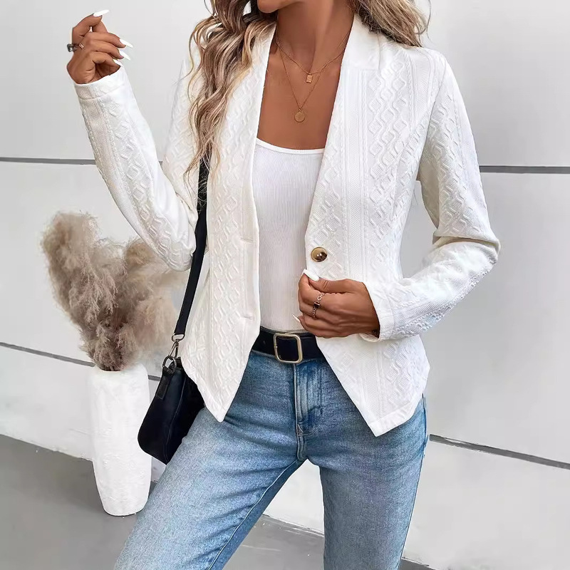 White Small Suit Jacket Women's New Fashion Elegant Small Slim-fit Short Suit Top