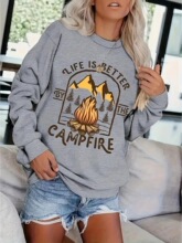 T 13390 Printed Hoodie Women Casual ӡ����ͷ���� �羳ŷ����