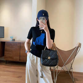 时髦感轻柔透气猫咪提花正肩圆领短袖天丝针织T恤女2026夏033