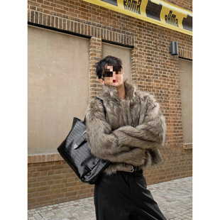 Winter Warm Advanced Elegant Thickened Fox Cotton Coat Men's Short Fur and Leather Integrated Coat Cotton Coat