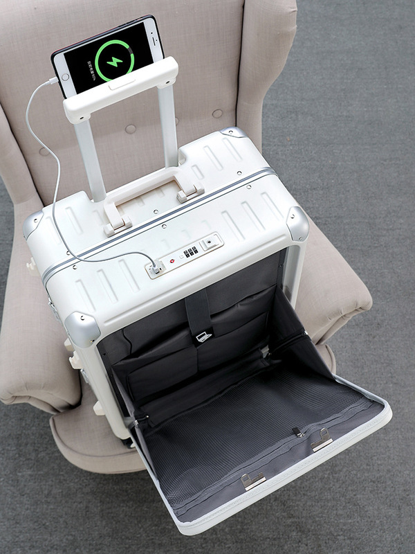 Trolley Suitcase, Universal Wheel, Multi-Functional Suitcase, Trendy Men's and Women's 20 24inch Aluminum Frame Suitcase, Hard Suitcase