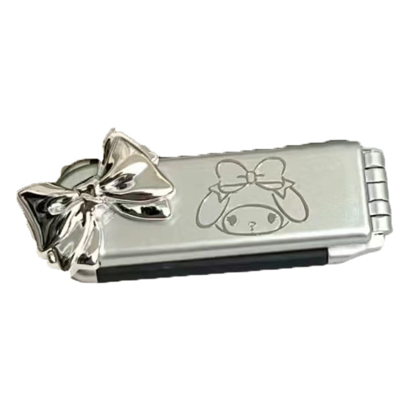 Nuevo dibujos animados Sanrio portátil plegable airbag peine gatito gato portátil espejo cosmético de doble uso integrado espejo peine