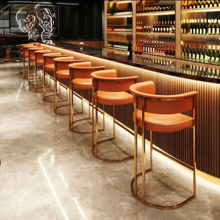 Bar Chair Light Luxury Stainless Steel Bar Chair Simple Modern Bar Chair Bar Clear Bar Designer Leisure High Chair