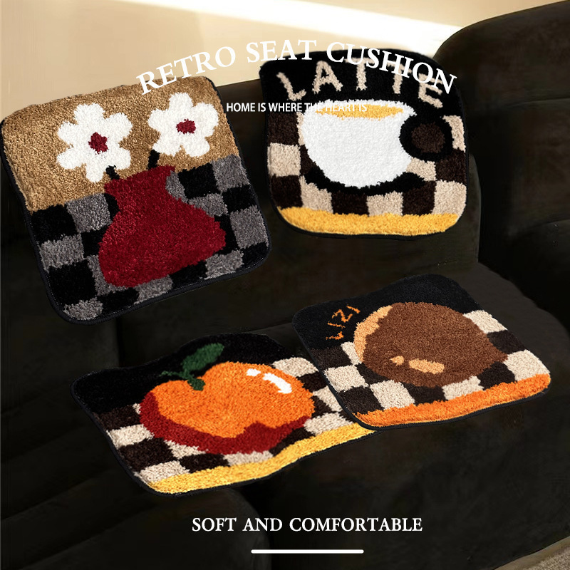 Chair Cushion Thickened Flocking Cushion Tufted Cute Household Ass Cushion Four Seasons Universal Non-Slip Warm Car Cushion Chair Cushion Thickened Flocking Cushion Tufted Cute Household Ass Cushion Four Seasons Universal Non-Slip Warm Car Cushion