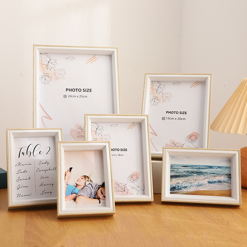 Casual Log Creative Photo Frame Table Composite Wood Two-Color Photo Frame 5 Inches 6inch 10inch Photo Frame Home Decoration Table