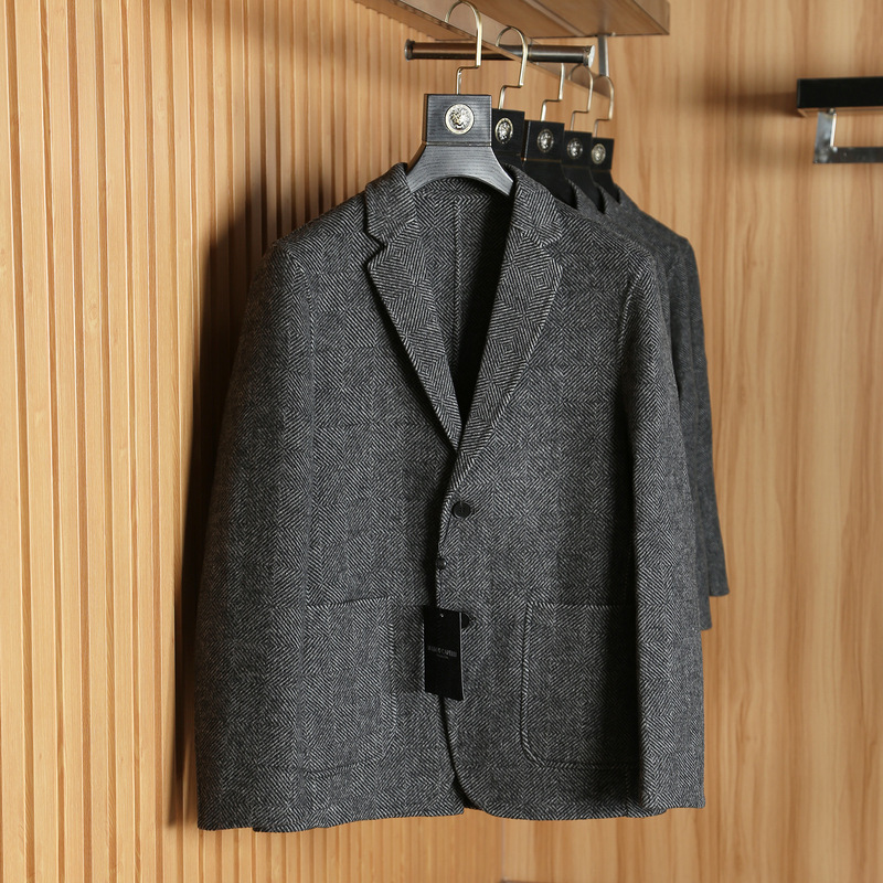 Italian luxury autumn and winter new thickened double-sided wool texture thickened single suit slim jacket men's TX2002