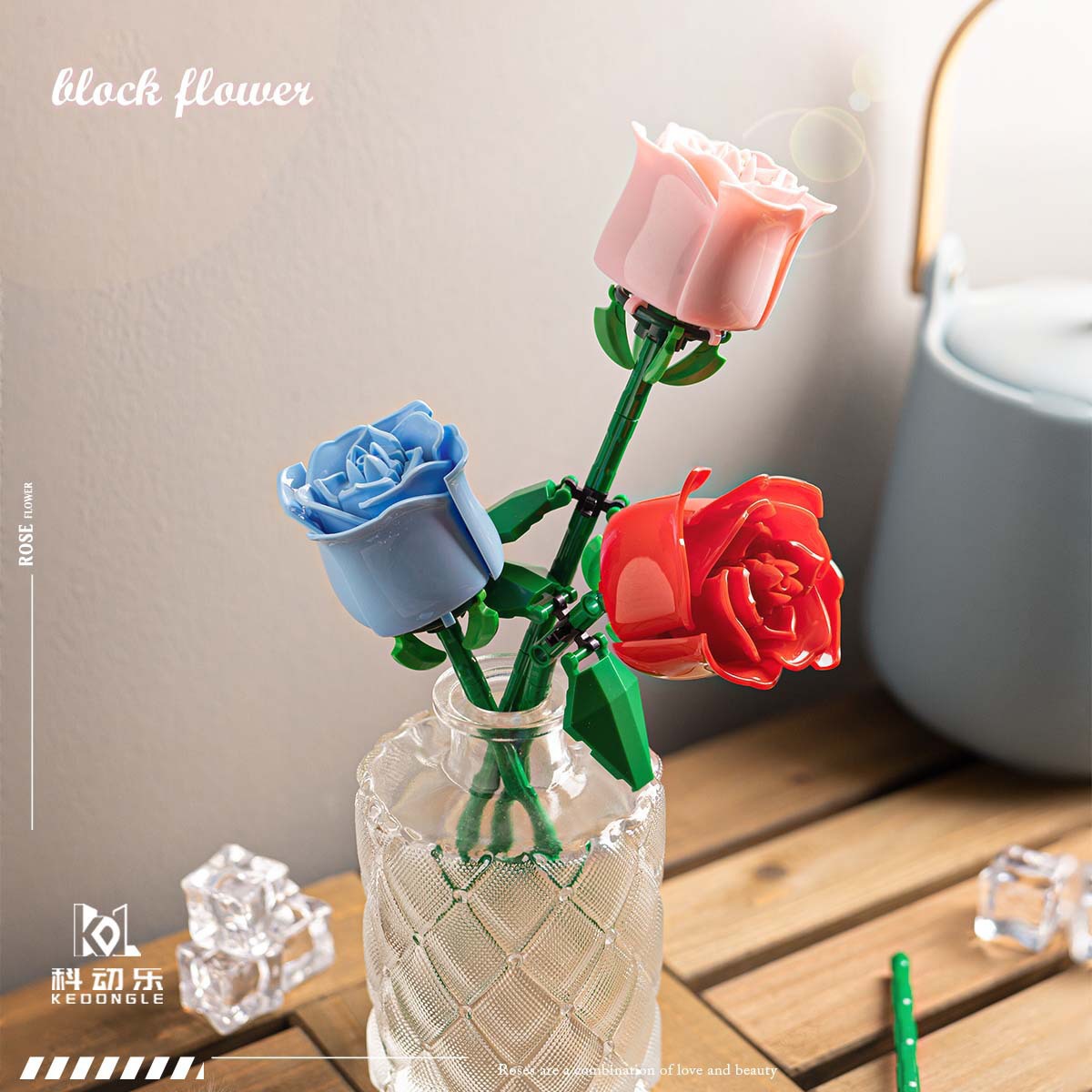 Ramo de rosas compatible con LEGO, regalo romántico de San Valentín, decoración DIY montable