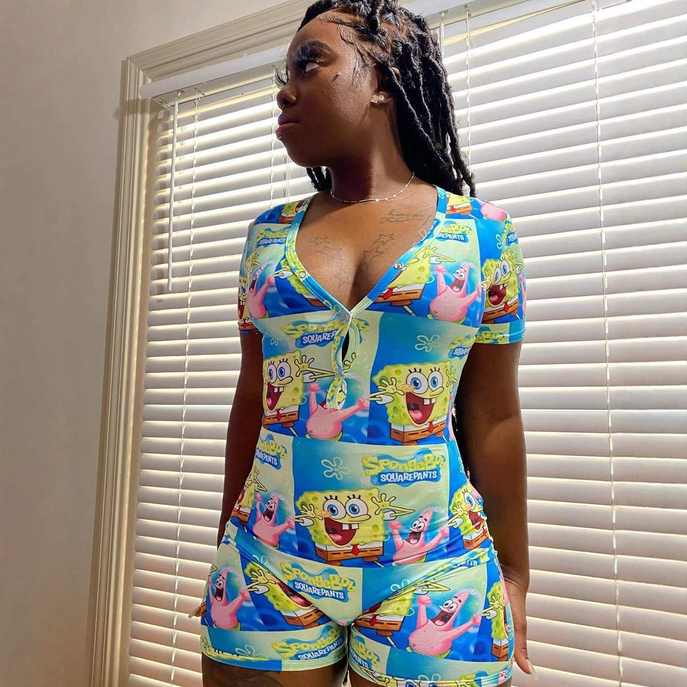 D9320 Amazon Hot Cross-border European and American Women's Casual Loose Cartoon Print Alphabet Print Home Jumpsuit