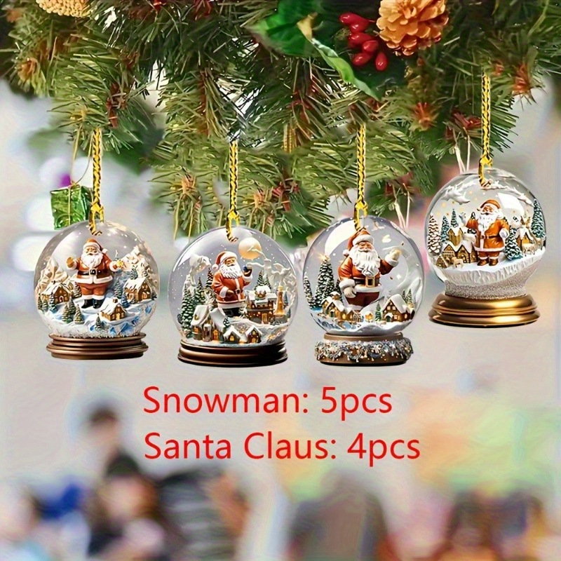 Navidad muñeco de nieve 2D acrílico bolas de vidrio adornamiento estilo único copo de nieve decoración hermosa esfera colgante colgante