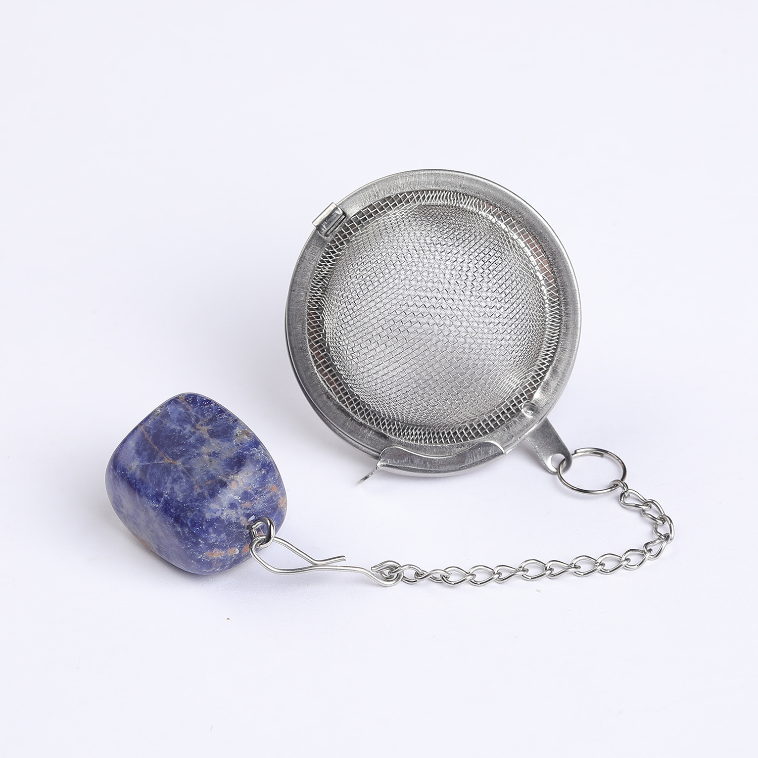 天然紫水晶原石滚石水晶工艺品茶叶过滤器304不锈钢茶漏泡茶器