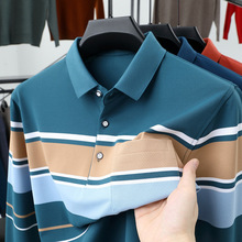 专柜品质春秋款百搭翻领大码长袖T恤男真口袋中年高档男装Polo衫