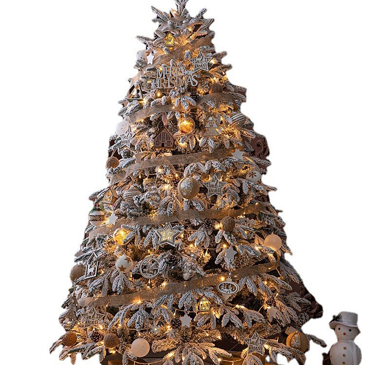 Hong kong heng nueva flocado de navidad blanco copo de nieve árbol de navidad 1,5 m 1,8 m 2,1 m de simulación decoración de nieve