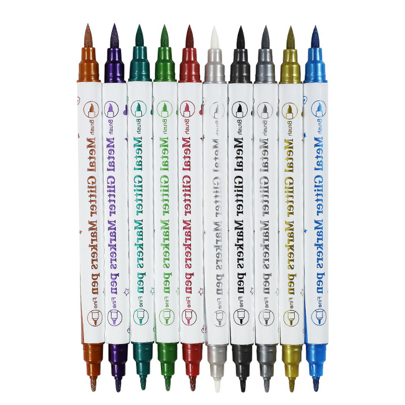 Línea de gancho de color de pluma de tatuaje temporal de cabeza suave transfronteriza DIY nuevo multifuncional pluma de tatuaje de doble cabeza fábrica al por mayor