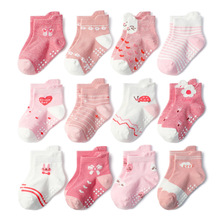 KID'S BASIC 新款卡通儿童袜子女童防滑宝宝袜透气棉袜1-3岁批发