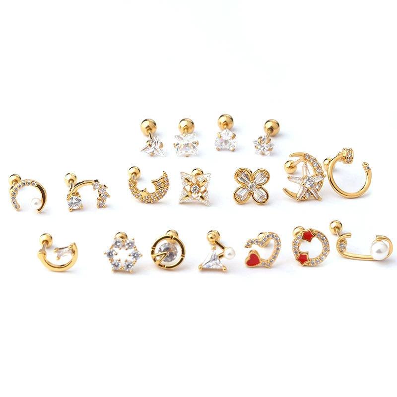 Серебряные стальные пирсинг, сережки, аксессуары, корейский стиль