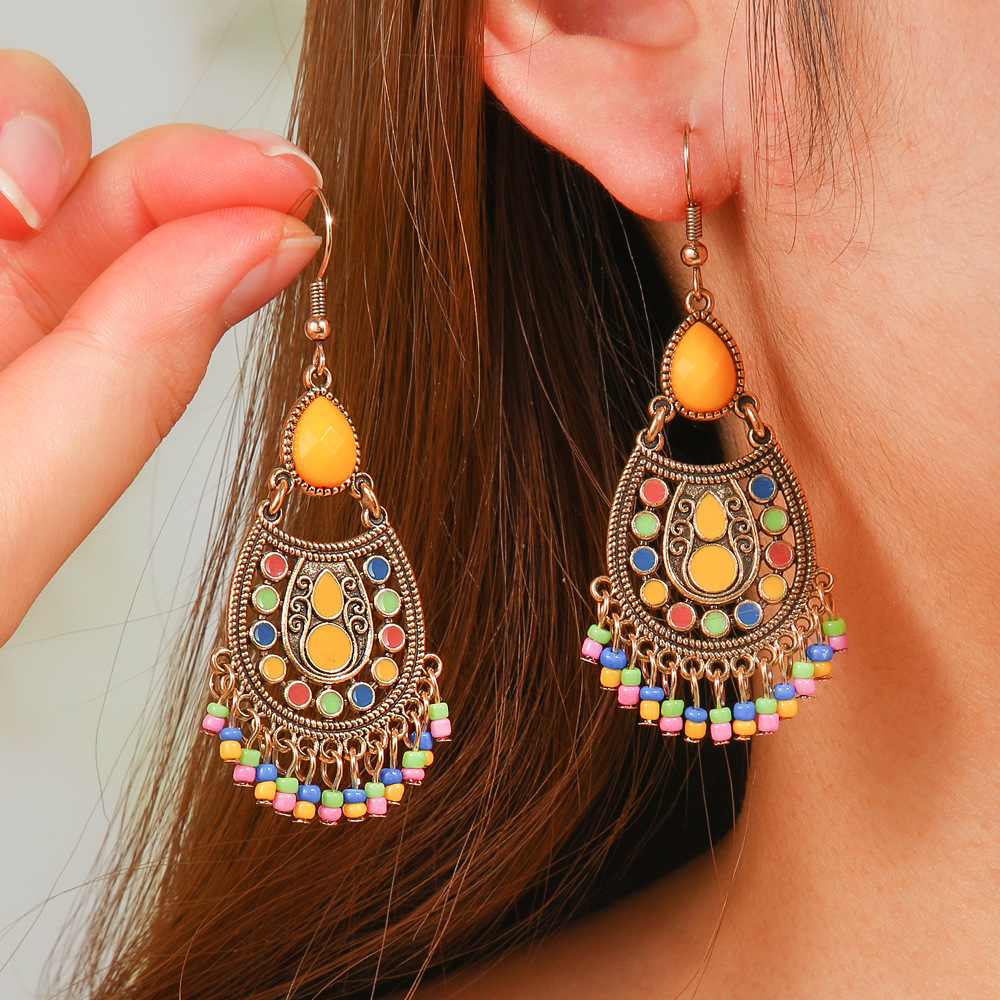 15g Weight Alloy Ear Needle Material Drop Earrings Classification 1 Pair Quantity Daily, Street Occasion Zinc alloy Material Geometric Pattern All Seasons Season Women's Gender Polished Finish Ethnic Style Style 1 Pair Ethnic Style Geometric Zinc Alloy Drop Earrings 3