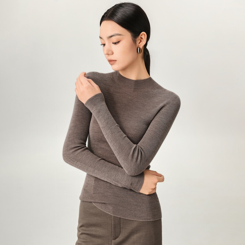 Machine Washable All-Wool Base Layer Women's Autumn Seamless 18-Gauge 120S Fully Formed Half-Turtleneck Knit Sweater 102 Machine Washable All-Wool Base Layer Women's Autumn Seamless 18-Gauge 120S Fully Formed Half-Turtleneck Knit Sweater 102