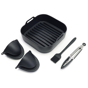 20.5cm Silicone Air Fryer Silicone Baking Pan Square Microwave Oven Roast Chicken Tray Square Baking Pan