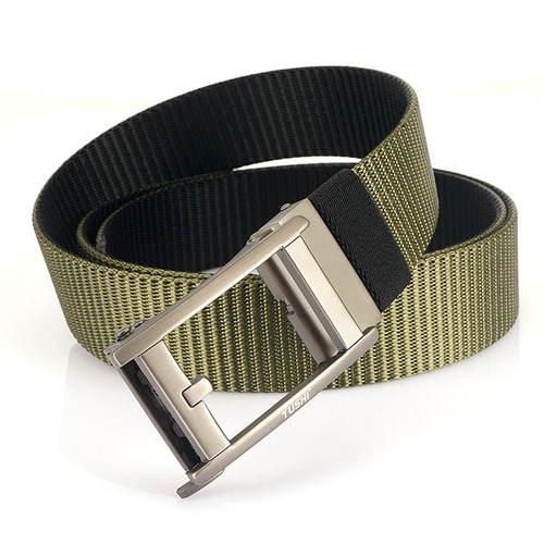 Double-sided nylon canvas belt for men, automatic rotating buckle casual belt, versatile fashion outdoor stylish pants belt