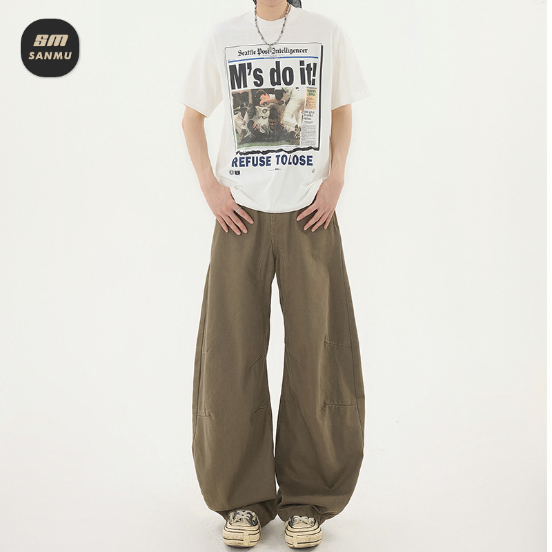 Sanmu Men's Clothing | American Retro Loose Scimitar Pants Men's Stylish High-End Jeans Couple Long Pants Trendy Trousers Sanmu Men's Clothing | American Retro Loose Scimitar Pants Men's Stylish High-End Jeans Couple Long Pants Trendy Trousers