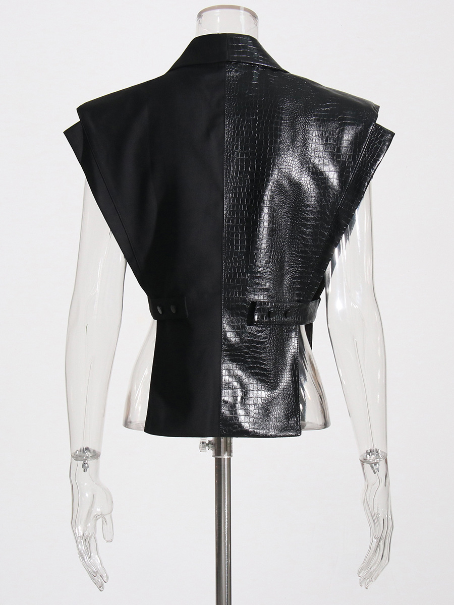 Tops de estilo urbano sexy europeo y americano, novedad de verano 2026, chaleco de traje con patchwork, chaqueta de moda entallada que estiliza la figura para mujer image 6