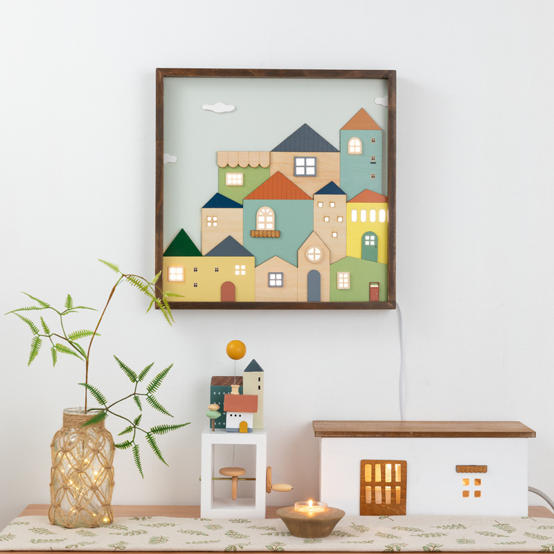 Aying Log Living Room Tv Wall Meter Decorative Painting Bedroom Bedside Corridor Kidsren's Room Restaurant Hanging Painting Wall Lamp